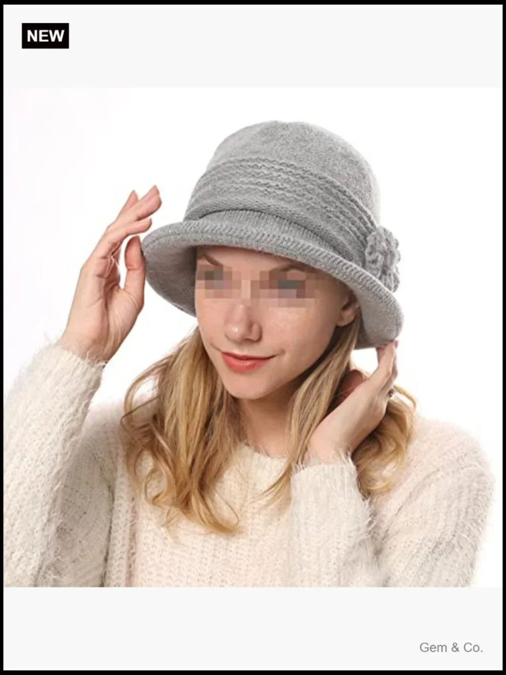 Winter Knit Cloche Hat Vintage Beanie Round Brim Warm Bucket Hat for Women